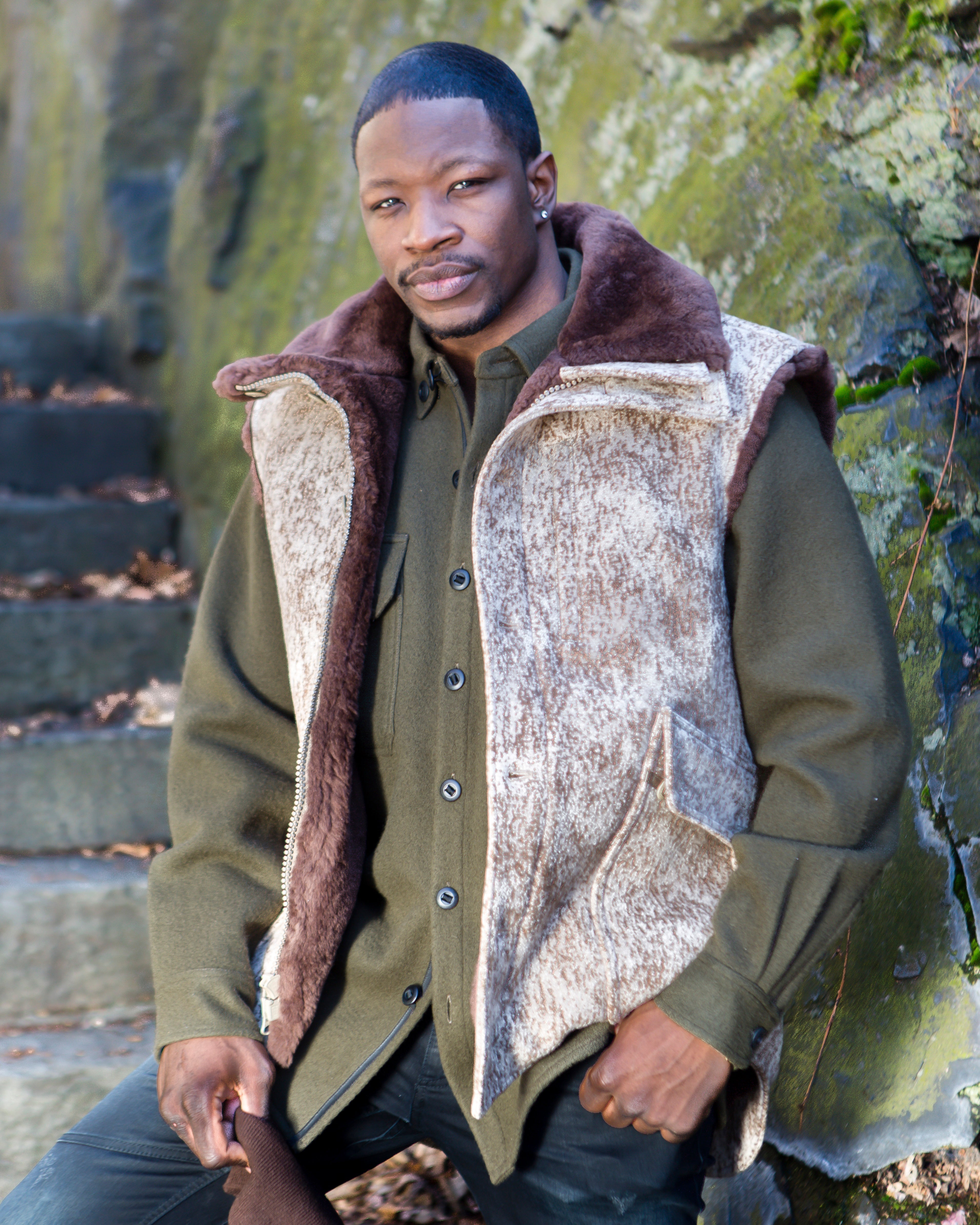 WeatherWool Hardcore Luxury High Performance pure wool pure-American All Natural Mouton Vest.  No-Risk Field Trials.  Model:  Fazon Gray.  Photo by Lauralie Studios
