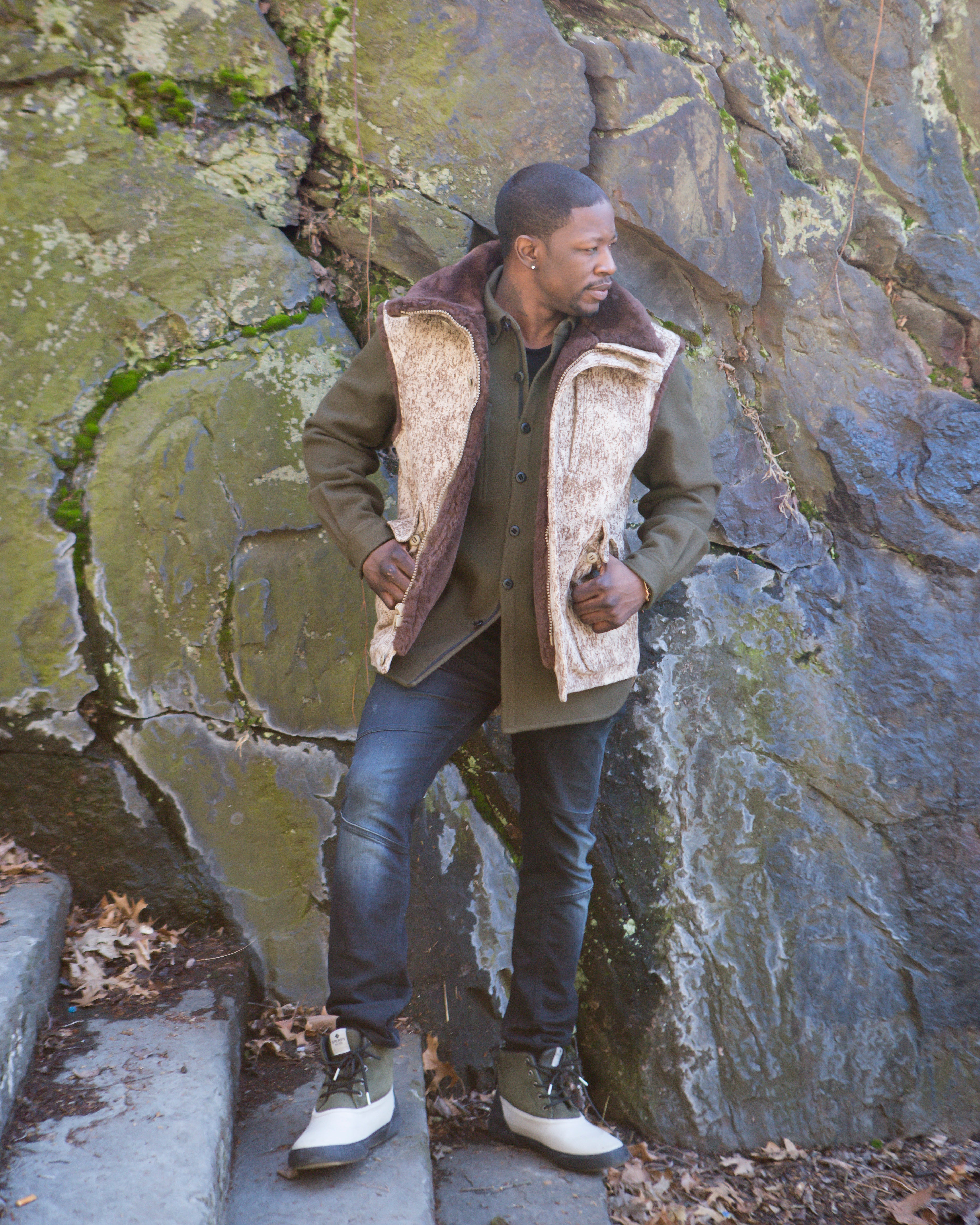 WeatherWool Hardcore Luxury High Performance pure wool pure-American All Natural Mouton Vest.  No-Risk Field Trials.  Model:  Fazon Gray.  Photo by Lauralie Studios