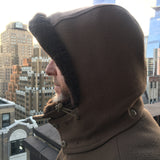 The WeatherWool Mouton Hood is extremely warm with a layer of our FullWeight Fabric on the outside and Natural Mouton Fleece on the inside. The Mouton Hood is usually paired with the WeatherWool Mouton Vest or Mouton Jacket.