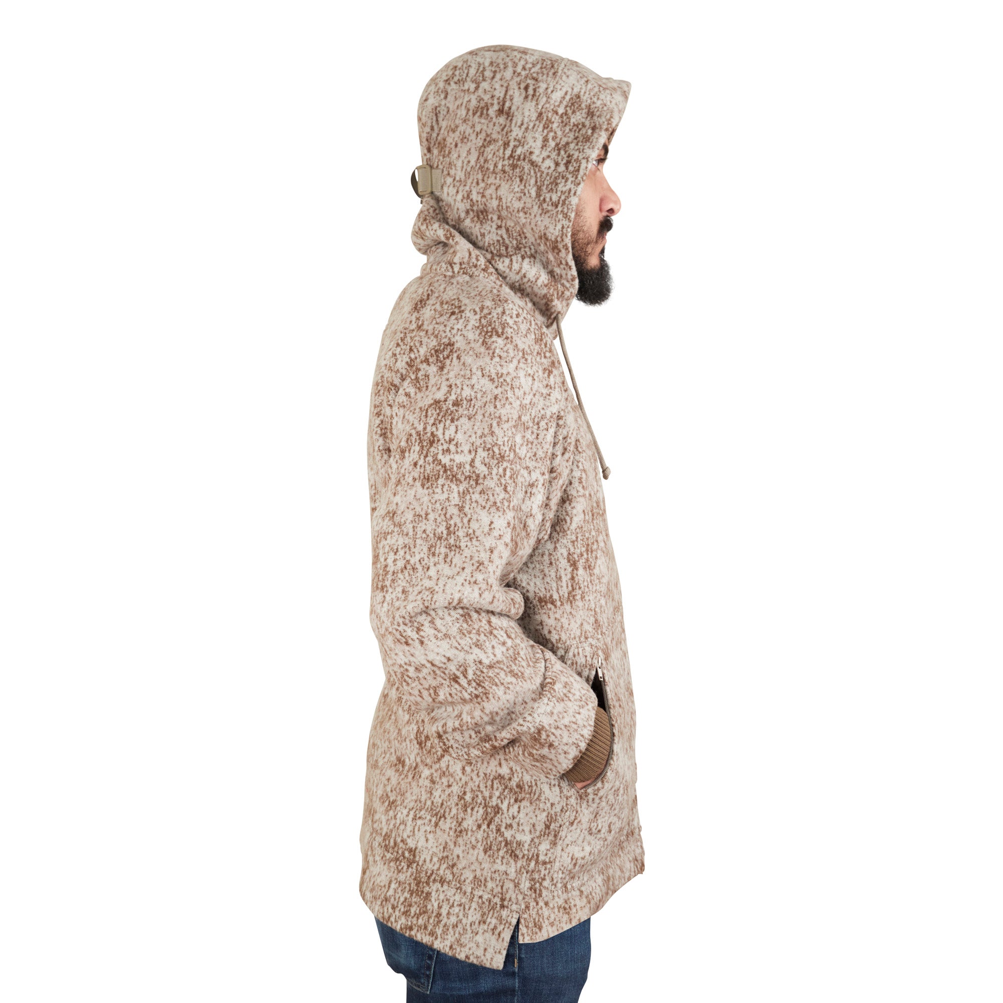 The WeatherWool pure Merino Jacquard Hooded Jacket is extremely comfortable, versatile and weather-resistant. Completely made in USA from 100% American Materials