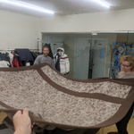 "Action Shot" of WeatherWool Queen Blanket at Better Team USA (tailor) shop