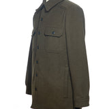 The WeatherWool ShirtJac is pure Merino Jacquard wool fabric, highly weather-resistant and versatile, with a substantial collar, center front secured by Slot Buttons, Handwarmer Pockets, two chest pockets secured by flaps and Slot Buttons.  Adjustable cuffs.  Large handwarmer pockets secured by zippers.