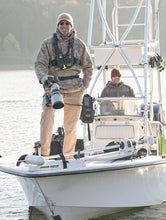 WeatherWool Advisor Mike Engelmeyer is a professional commercial photographer specializing in outdoor products. Photo by Jason Preston. Mike, in the tower, is wearing his WeatherWool Anorak in Lynx Pattern. Thanks for photo by:  Tony Kalil of Kalil Media.