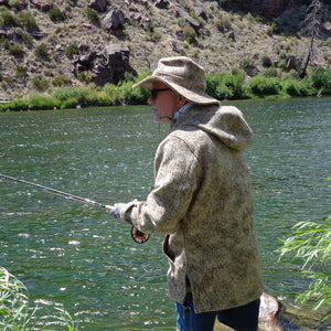 Arkansas Fly Fishing Guide and WeatherWool Advisor Marc Poulos in his WeatherWool Anorak in Lynx Pattern