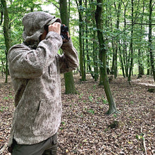 WeatherWool Advisor Max Riede, of Germany, in his Lynx Pattern Anorak, scouting for roe deer